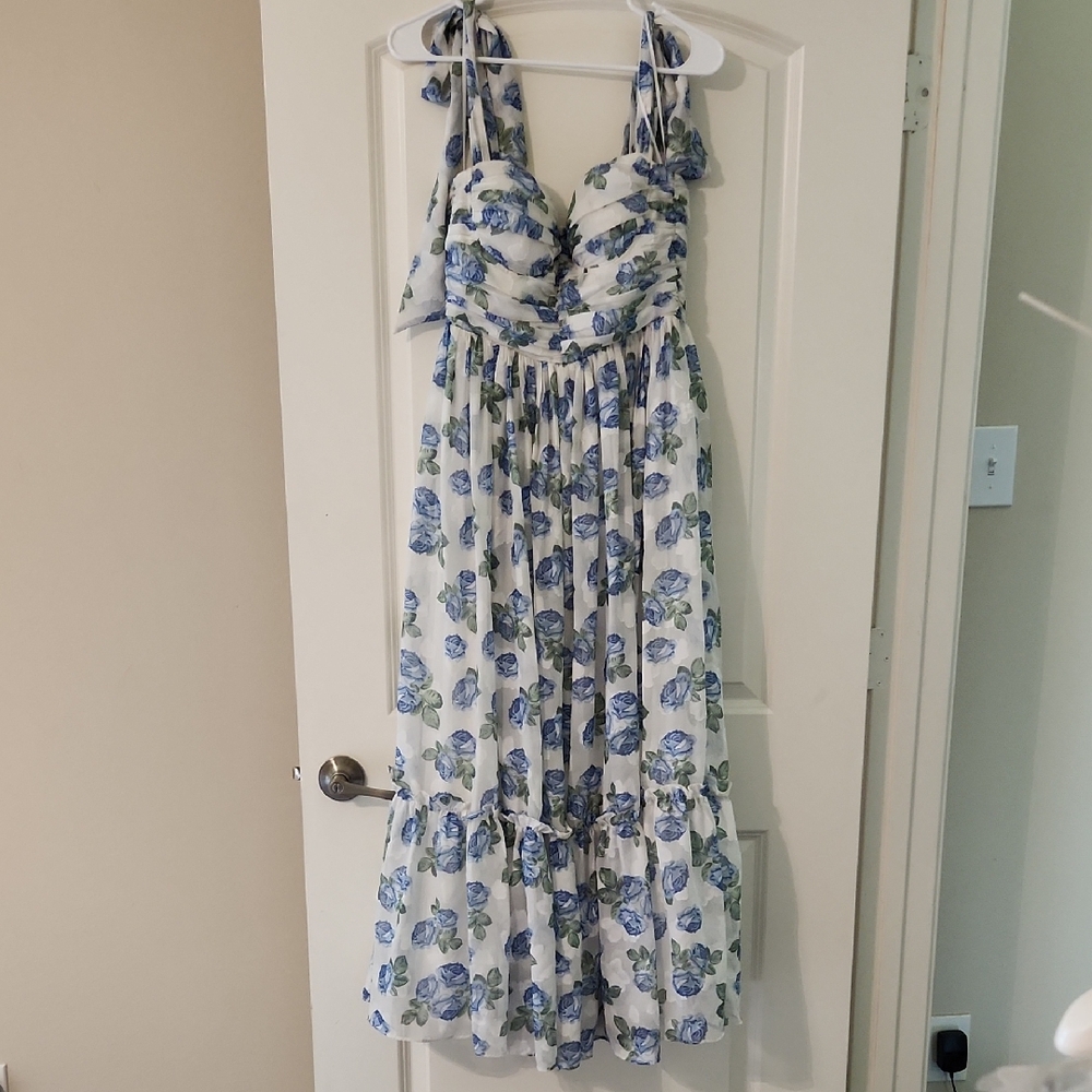 Floral Blue and White Women's Dress